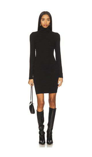 Bobi Turtleneck Mini Dress in Black. - size M | Revolve Clothing (Global)