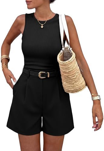 BTFBM Two Piece Sets for Women Spring Matching Set Sleeveless Tank Knit Tops Shorts Business Clot... | Amazon (US)