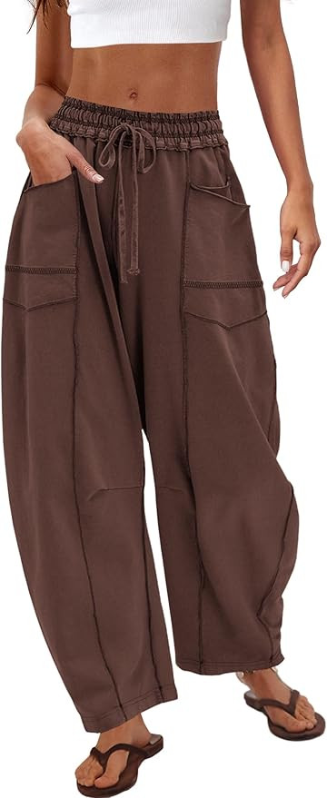 Nirovien Womens Barrel Sweatpants High Waisted Wide Leg Pants Drawstring Athletic Baggy Pants Lou... | Amazon (US)