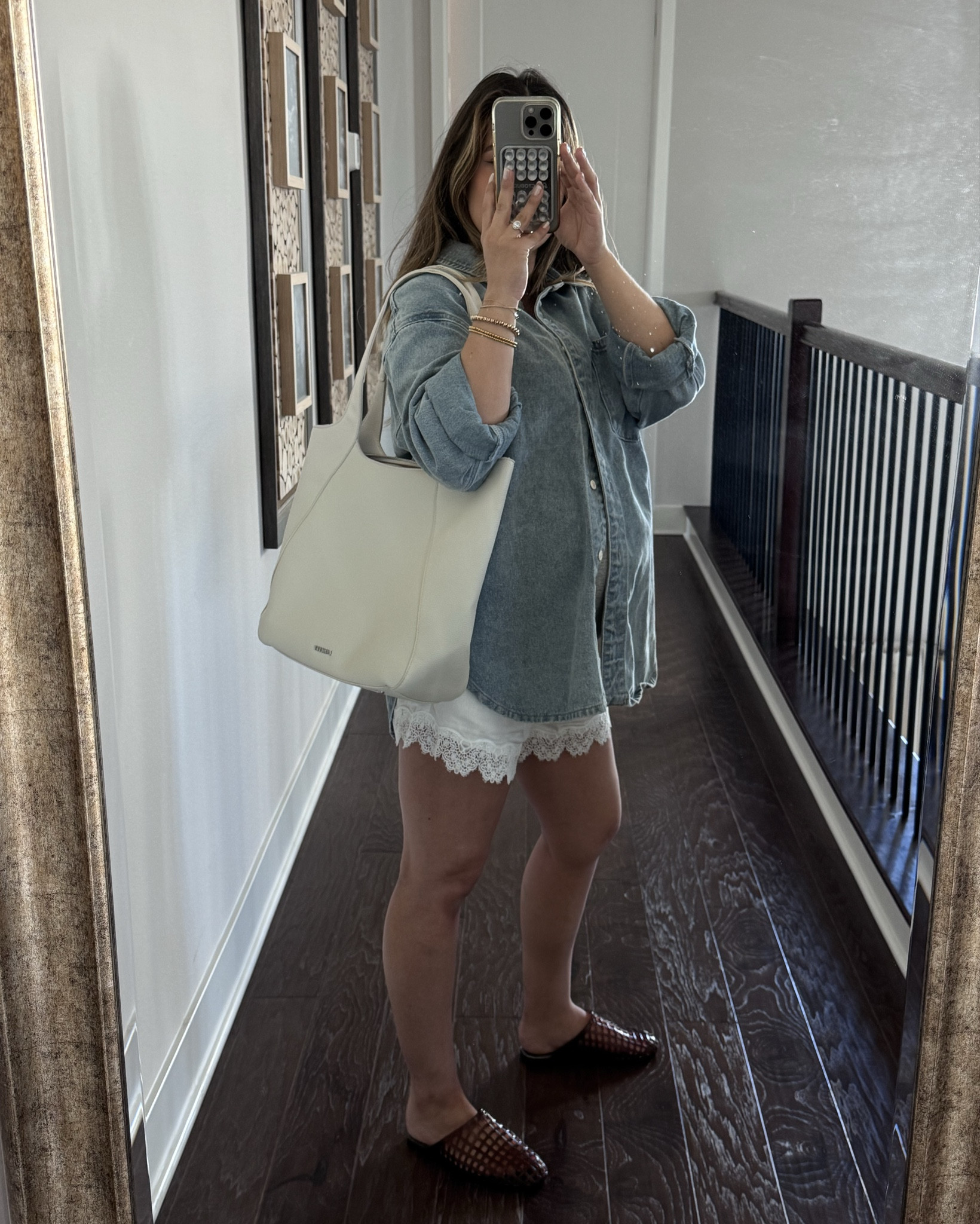 Summery outfit in the third trimester. Sized up one in the tank but everything else is pre pregnancy sizing 

#LTKootd #LTKmomlife #LTKBump