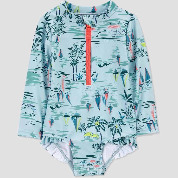 Carter's Just One You® Baby Girls' Tree One Piece Rash Guard - Blue | Target