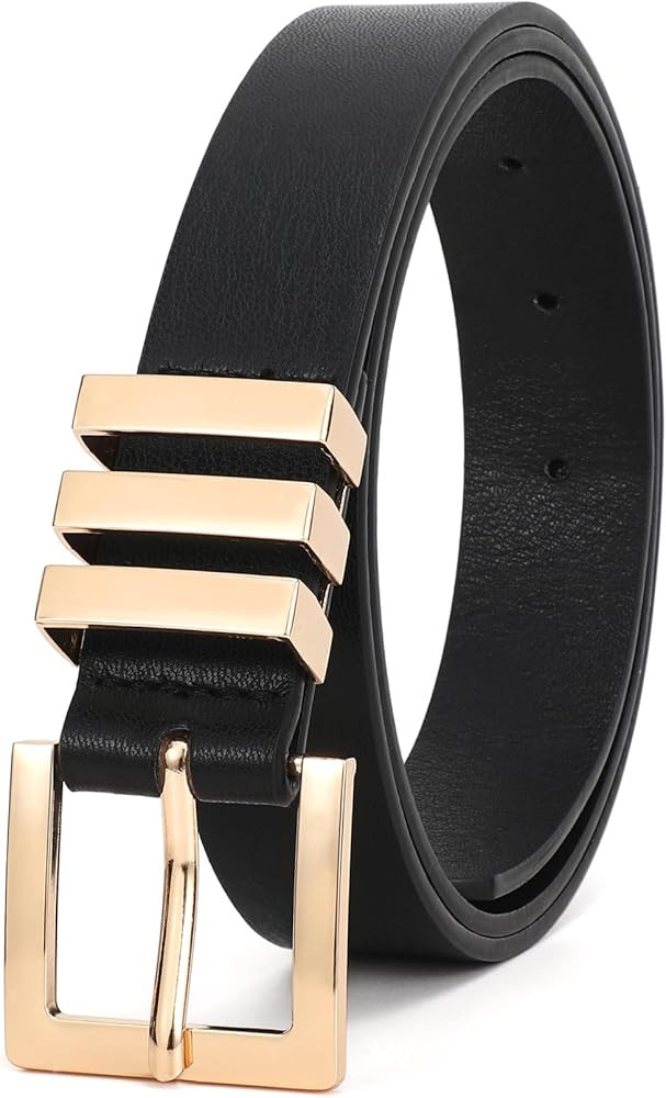 XZQTIVE Plus Size Women's Leather Belts for Jeans Pants Dress Fashion Ladies Waist Belt with Squa... | Amazon (US)