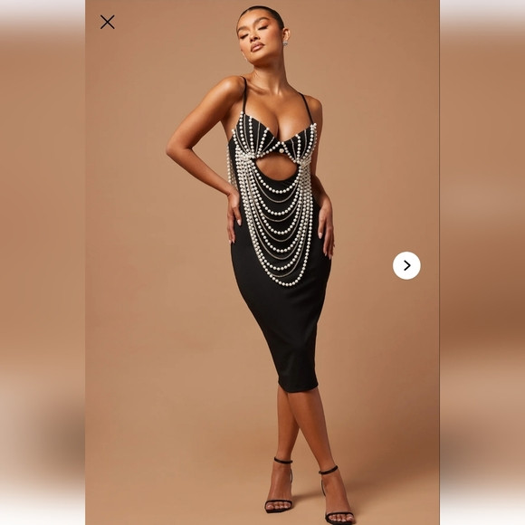 Fashion Nova Lux Ariel Pearl Embellished Midi Dress | Poshmark