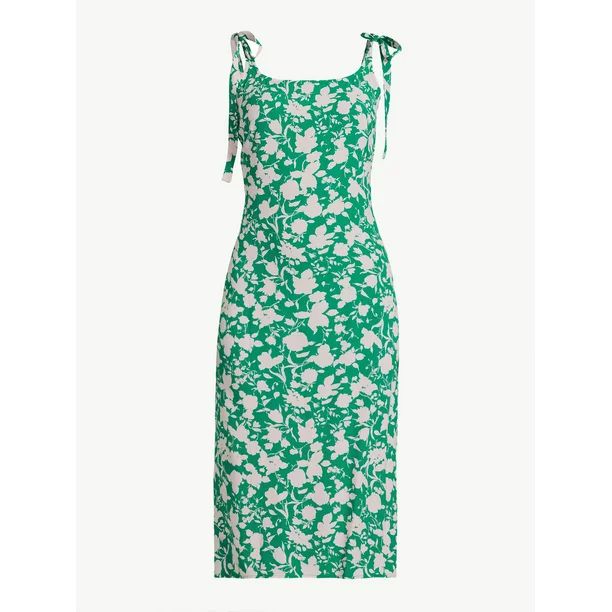 Free Assembly Women's Sleeveless Tie Shoulder Midi Slip Dress, Sizes XS-XXXL | Walmart (US)