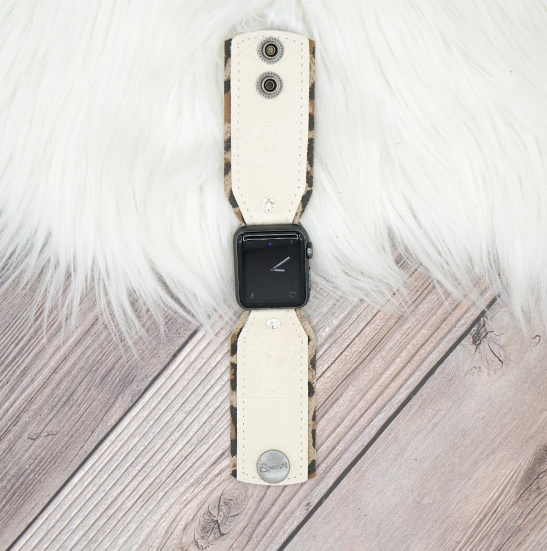 Limited Edition Bow Band in Upcycled LV Creme Empreinte with Leopard Lining | Sparkl