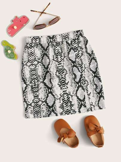SHEIN Girls Snakeskin Print Skirt | SHEIN