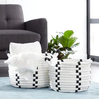 Studio 350 Large Round Black & White Checkered Cotton Rope Storage Baskets, Set of 2 | Bed Bath & Beyond