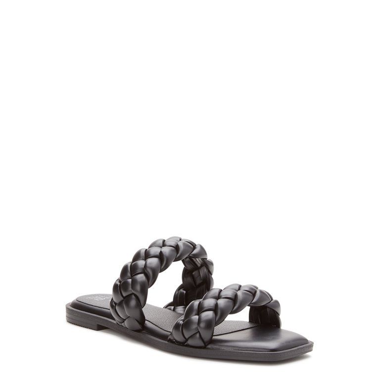 Time and Tru Women's Braided Two Band Sandals – Wide Width Available | Walmart (US)