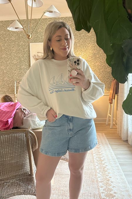 This sweatshirt feels so luxe!!!! Soft on the inside and the outside and embroidered 😍 
These dad shorts are a spring/summer well, year round staple in my Texas wardrobe ;) 

THEBLOOMINGNEST abercrombie target 

#LTKmidsize #LTKSeasonal #LTKSpringSale