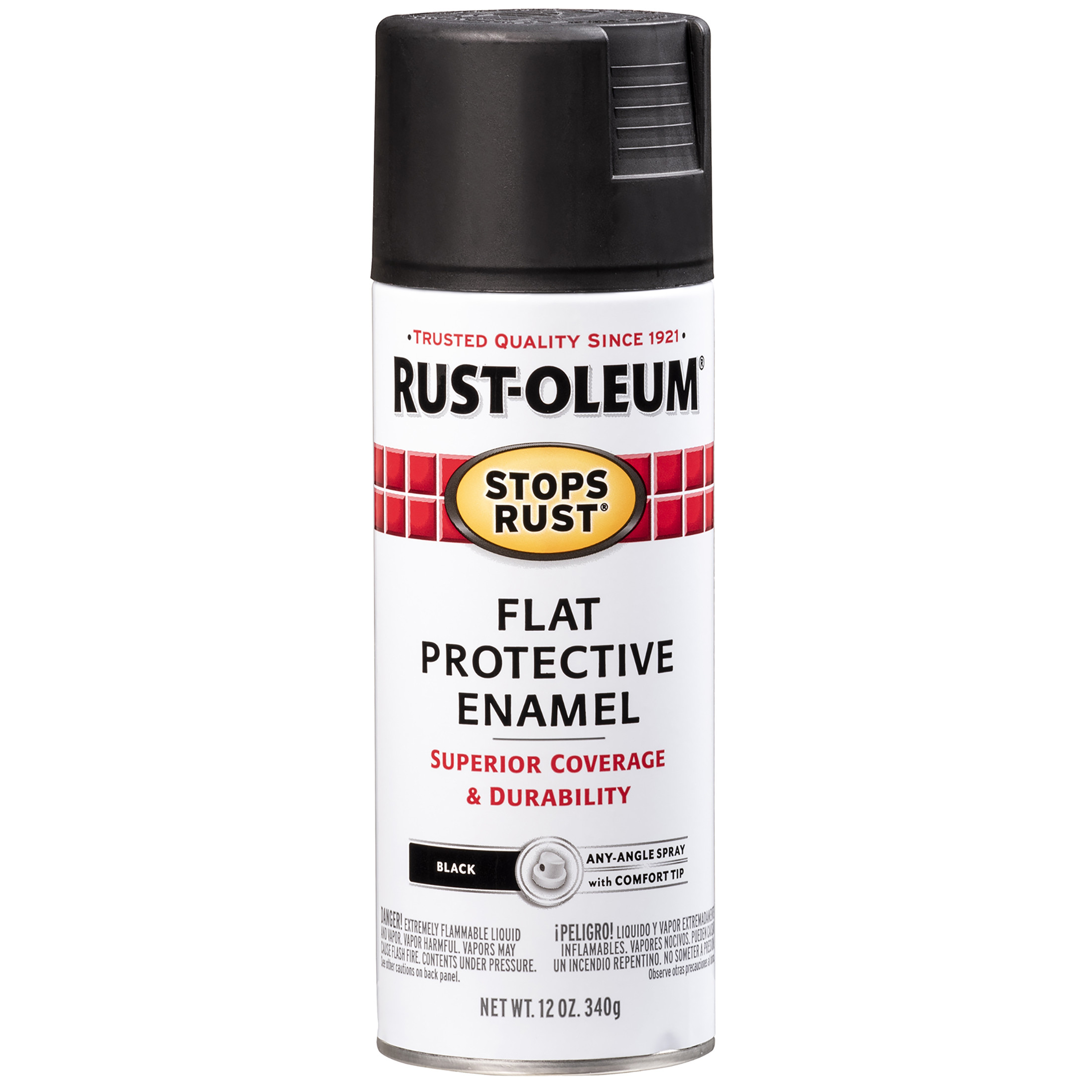 Black, Rust-Oleum Stops Rust Flat Protective Enamel Spray Paint-7776830, 12 oz | Walmart (US)