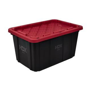 HDX 27 Gal. Tough Storage Tote in Black and Red 999-27G-HDX-RED - The Home Depot | The Home Depot