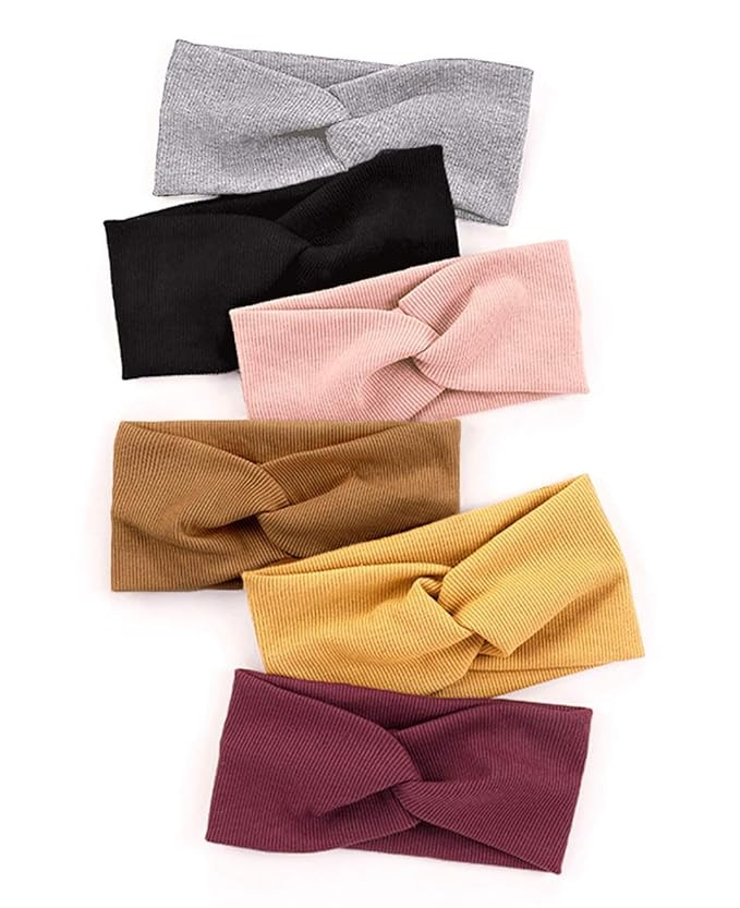 Huachi Turban Headbands for Women Wide Head Wraps Knotted Elastic Teen Girls Yoga Workout Solid C... | Amazon (US)
