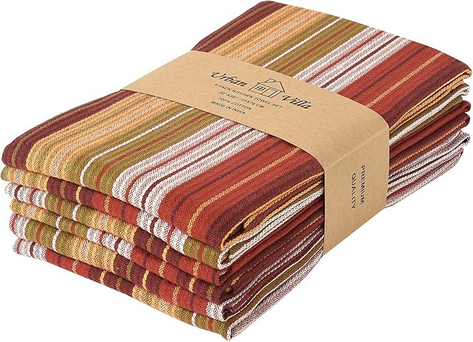 Urban Villa Harvest Kitchen Towels Harvest Stripes Premium Quality100% Cotton Dish Towels Mitered... | Amazon (US)