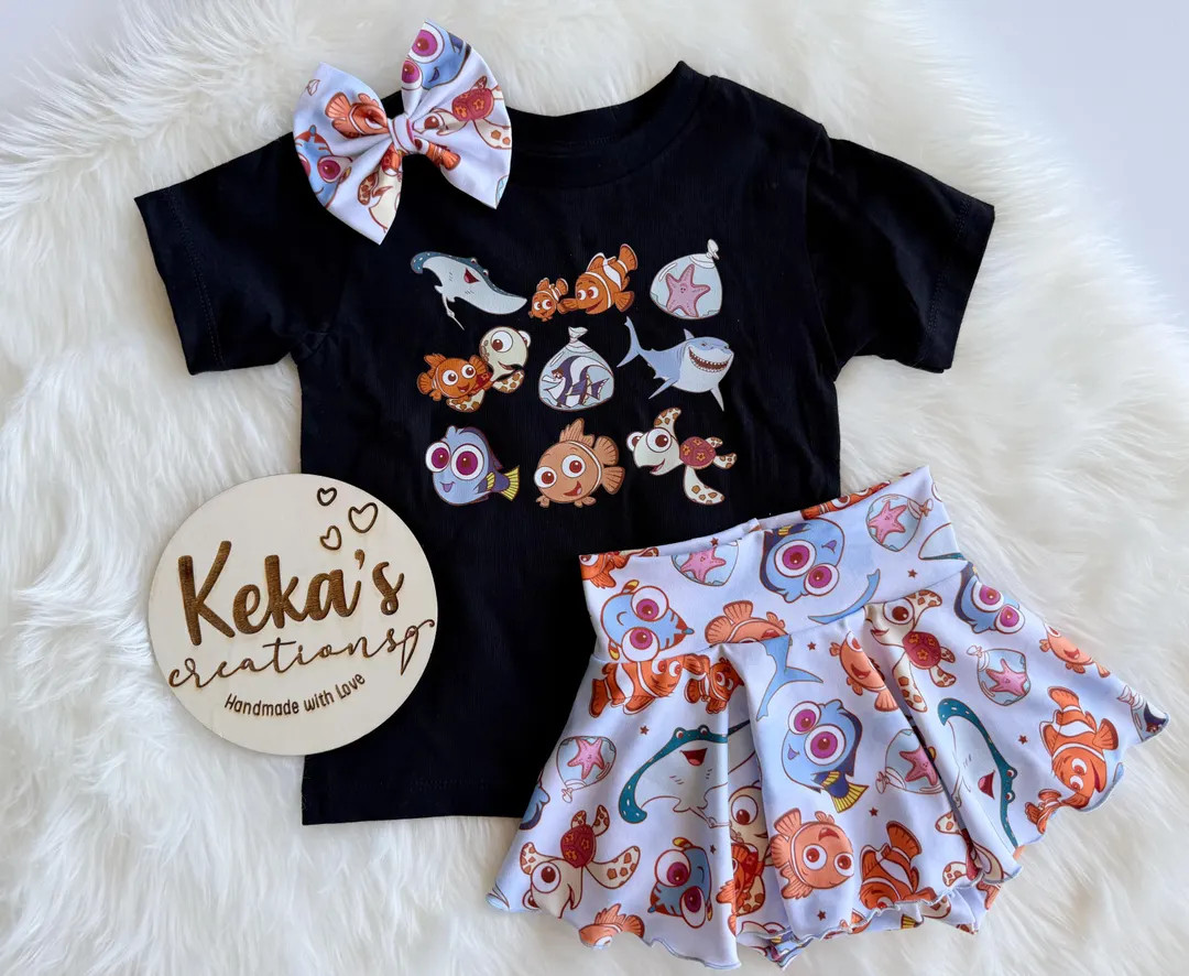 Finding Friends Outfit Set – Skorts, Tee & Bow - Etsy | Etsy (US)