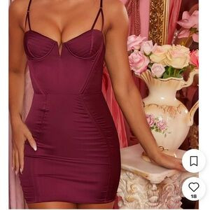 Oh Polly Into the Night Underwired Satin Mini Dress in Plum Size 8 | Poshmark