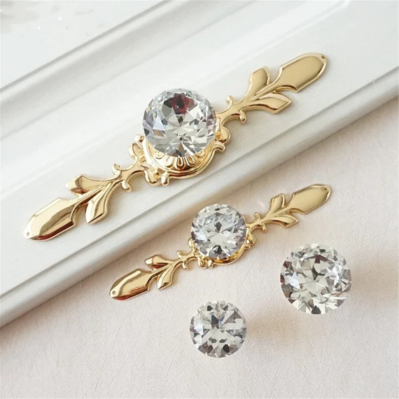 Glass Dresser Knob Crystal Drawer Knobs Handle Gold Clear | Etsy | Etsy (US)