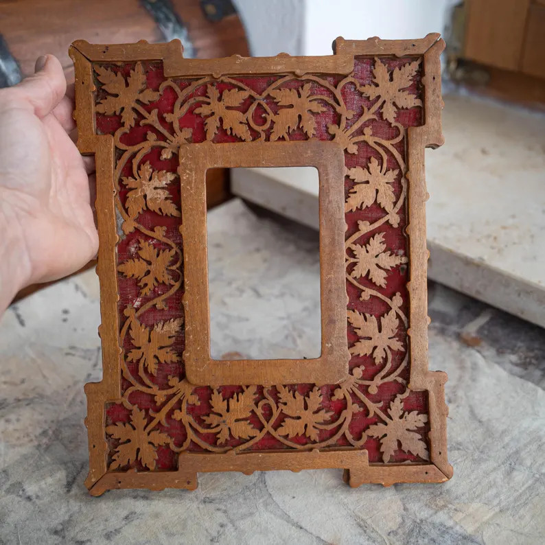 Hand Carved Wood Frame - Antique Folk Art - Filigree Wooden Picture Frame - Baroque Wall Decor - ... | Etsy (Global)