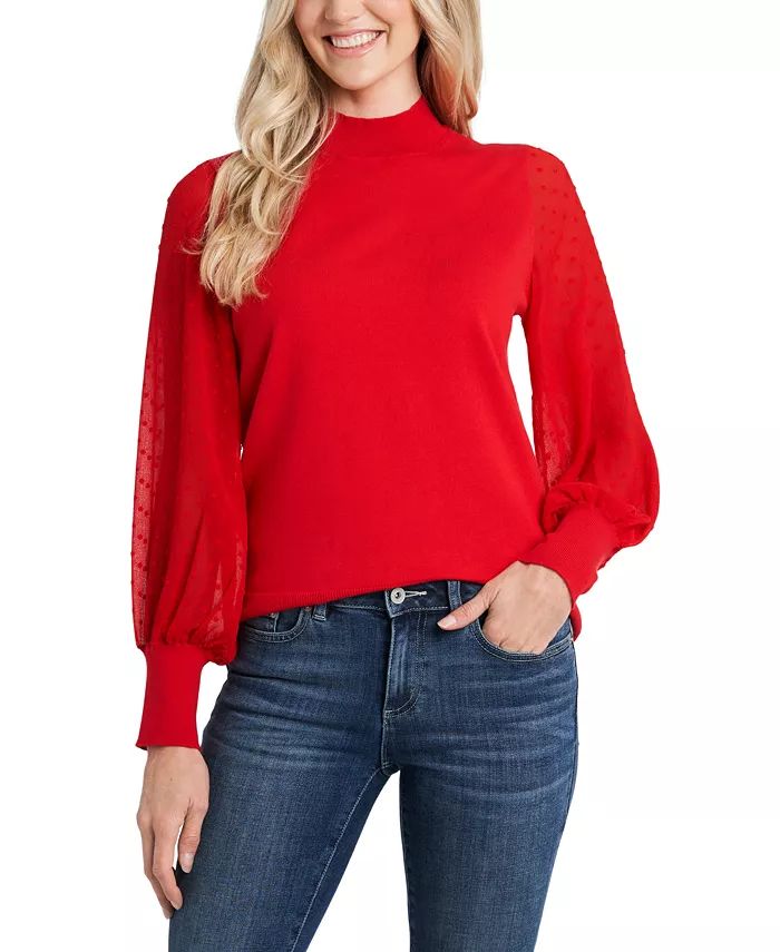 CeCe Mockneck Contrast Sleeve Sweater & Reviews - Sweaters - Women - Macy's | Macys (US)