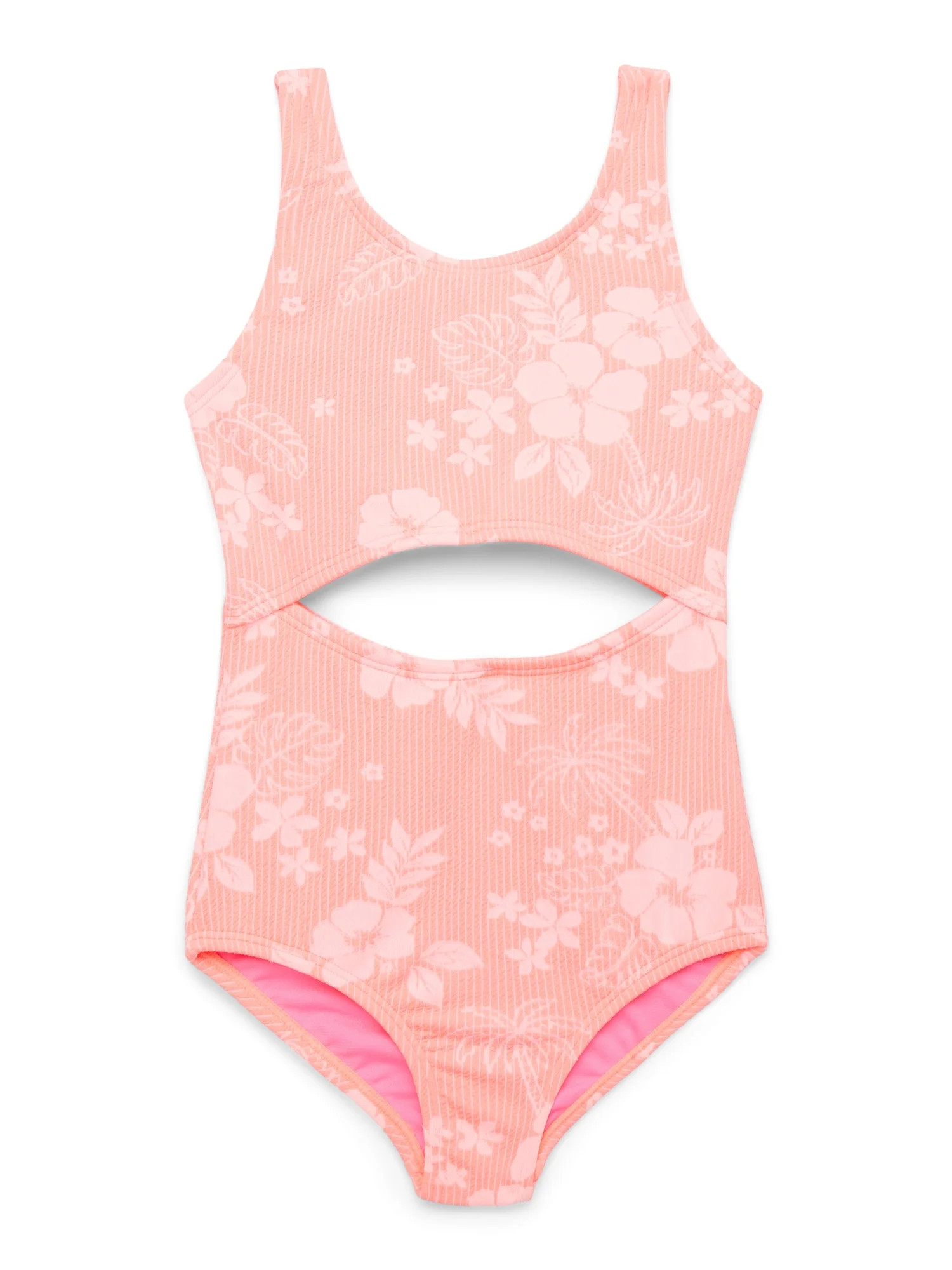 Wonder Nation Girls Crinkle Cutout One Piece Swimsuit with UPF 50+, Sizes 4-18 & Plus | Walmart (US)