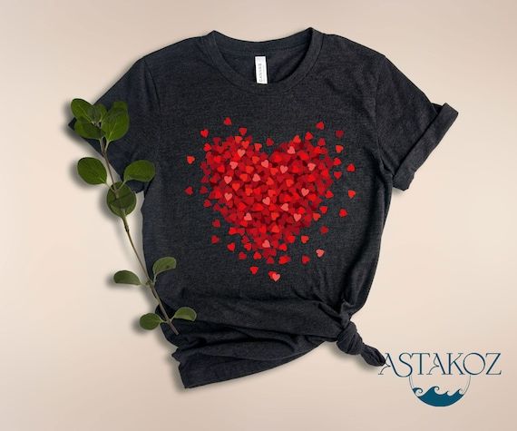 Cute Heart T-shirt Gift for Valentine's Day Birthday | Etsy | Etsy (US)