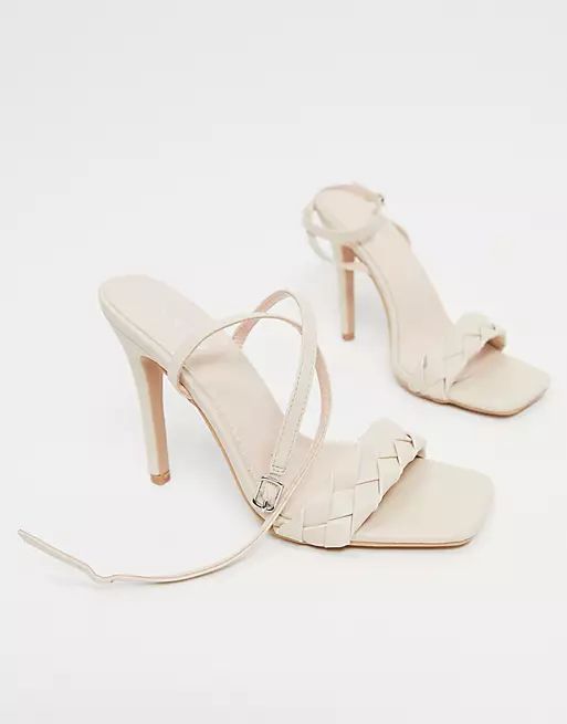 RAID Wide Fit Judy plaited heeled sandals in beige | ASOS (Global)