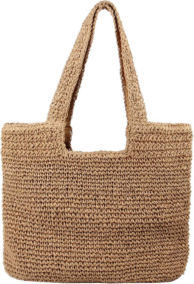 Freie Liebe Straw Beach Bag for Women Summer Woven Tote Bag Shoulder Handbags | Amazon (US)