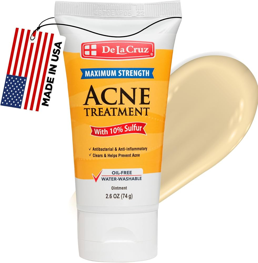 De La Cruz Sulfur Ointment - Cystic Acne Treatment for Face and Body - Daily 10 Min Spot Treatmen... | Amazon (US)