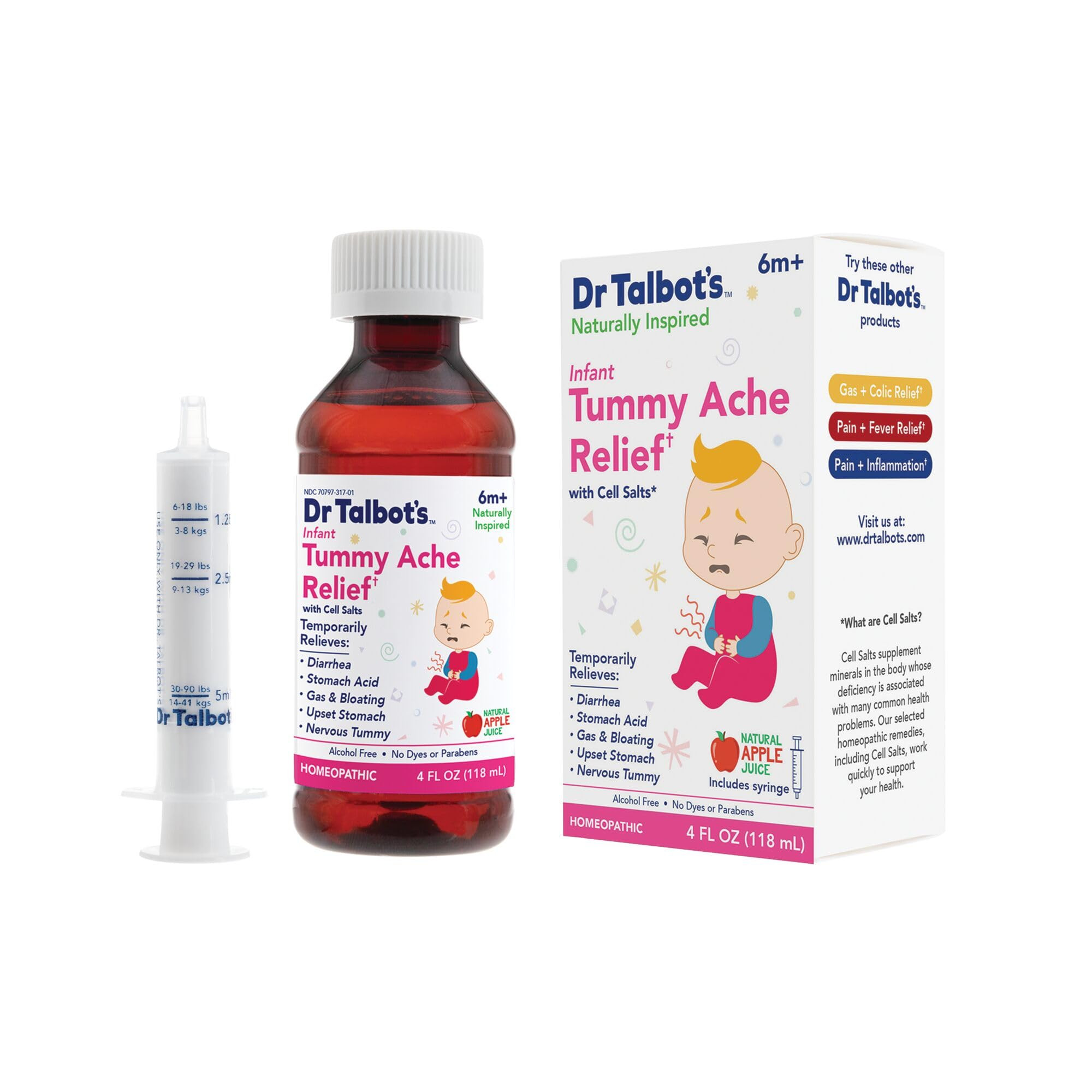 Dr. Talbot's Infant Tummy Ache Relief with Cell Salts - 4 fl oz - Naturally Inspired Kids Stomach... | Amazon (US)