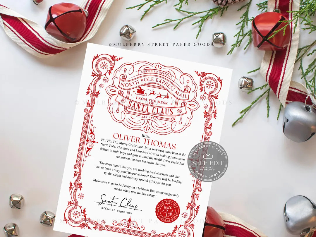 Editable Letter From Santa Printable Digital Download Canva Template Personalized Santa Letter Ch... | Etsy (US)