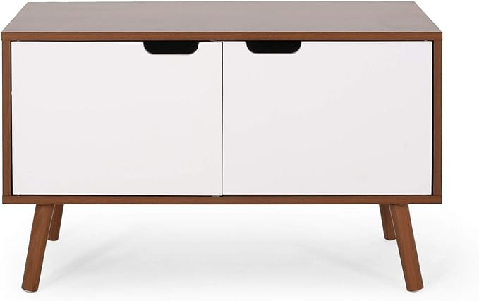 Christopher Knight Hom Joanne 2 Door Cabinet, Walnut, White | Amazon (US)