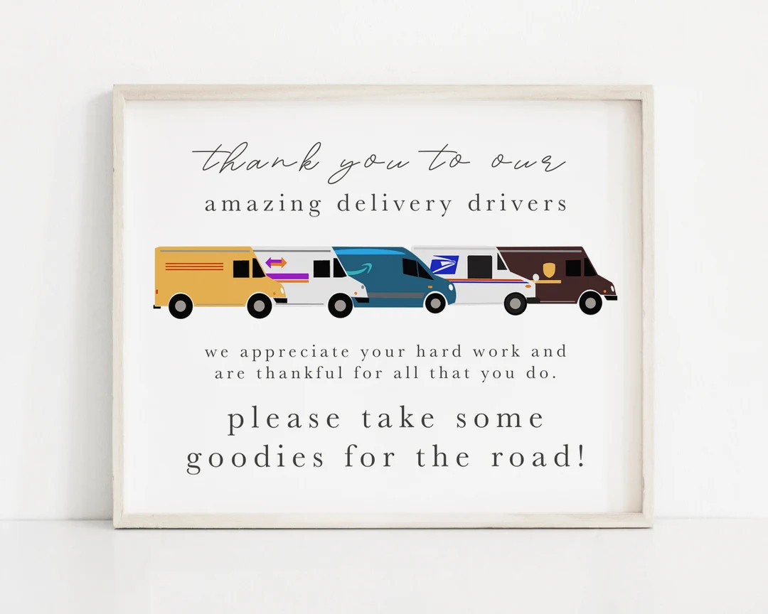 Delivery Driver Thank You Sign 8x10 Delivery Driver Snack - Etsy | Etsy (US)