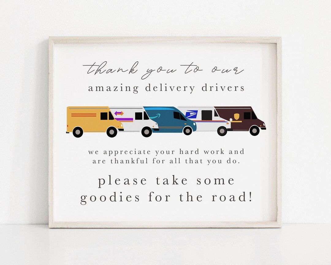 Delivery Driver Thank You Sign 8x10 Delivery Driver Snack - Etsy | Etsy (US)
