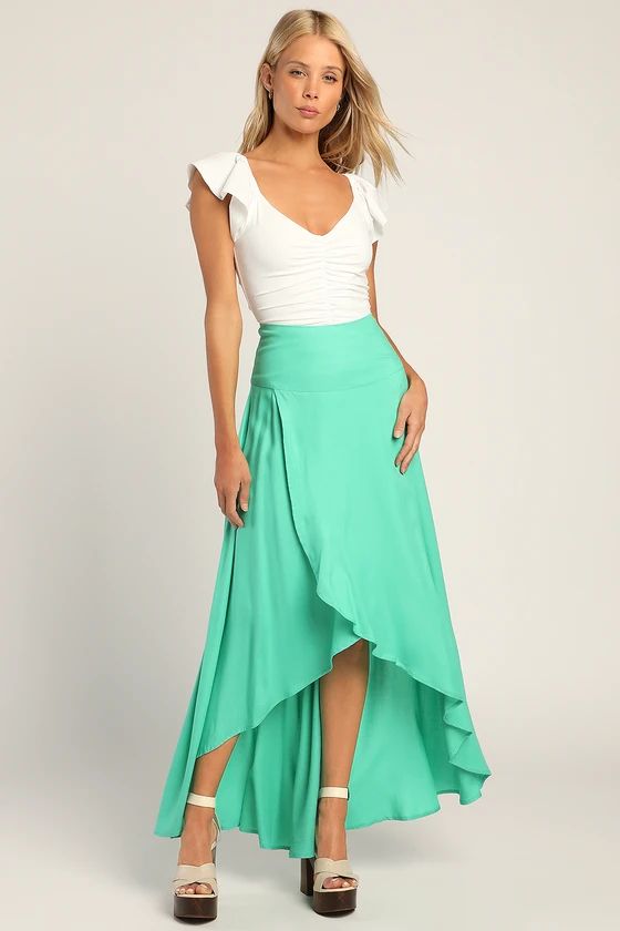 Ambrosio Teal Green High-Low Maxi Skirt | Lulus (US)
