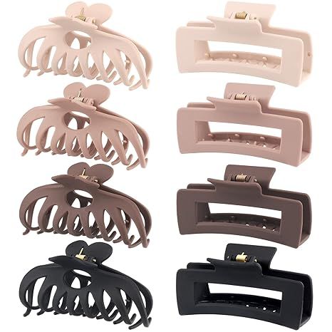 8 Pack 4.3 Inch Large Hair Clips , Neutral Color Hair Claw Clips for Women Thin Thick Curly Hair ... | Amazon (US)