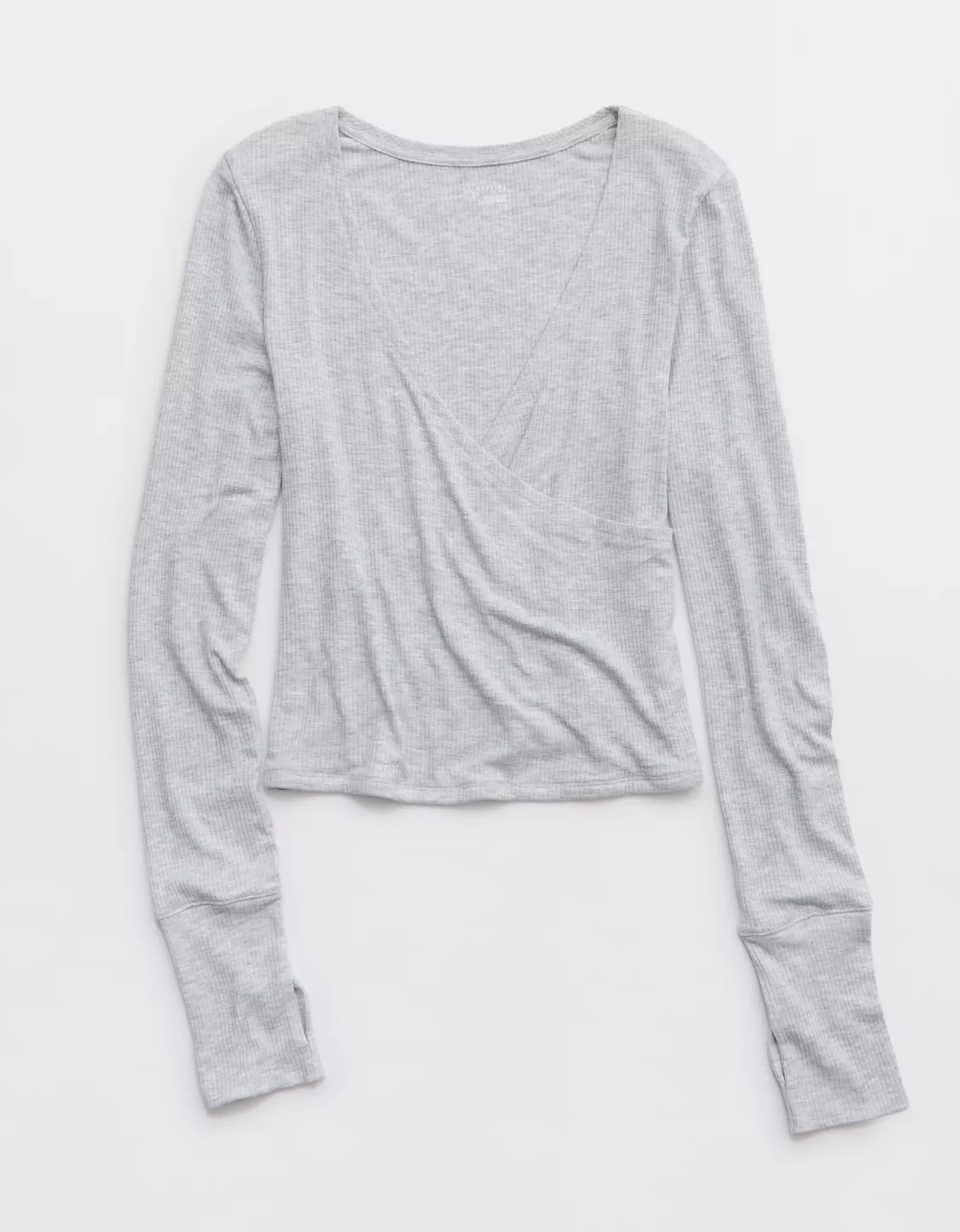 OFFLINE By Aerie Thumbs Up Ribbed Wrap Top | Aerie