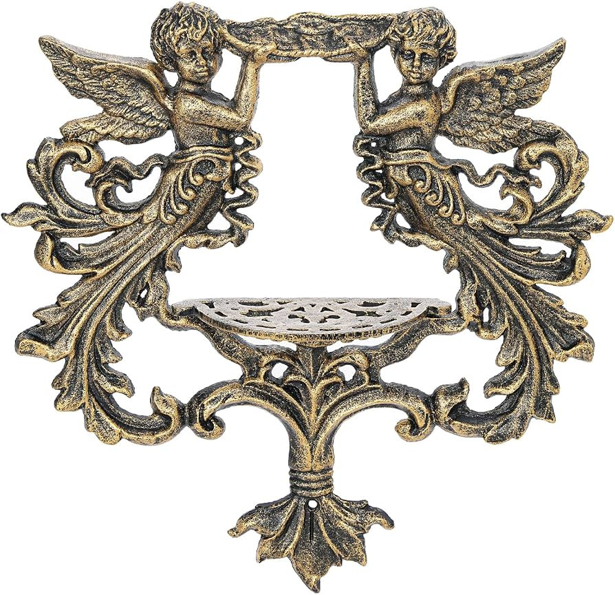 Sungmor Vintage Cast Iron Candle Sconce - Antique Bronze Cherub Wall Candle Holder, Decorative Wa... | Amazon (US)