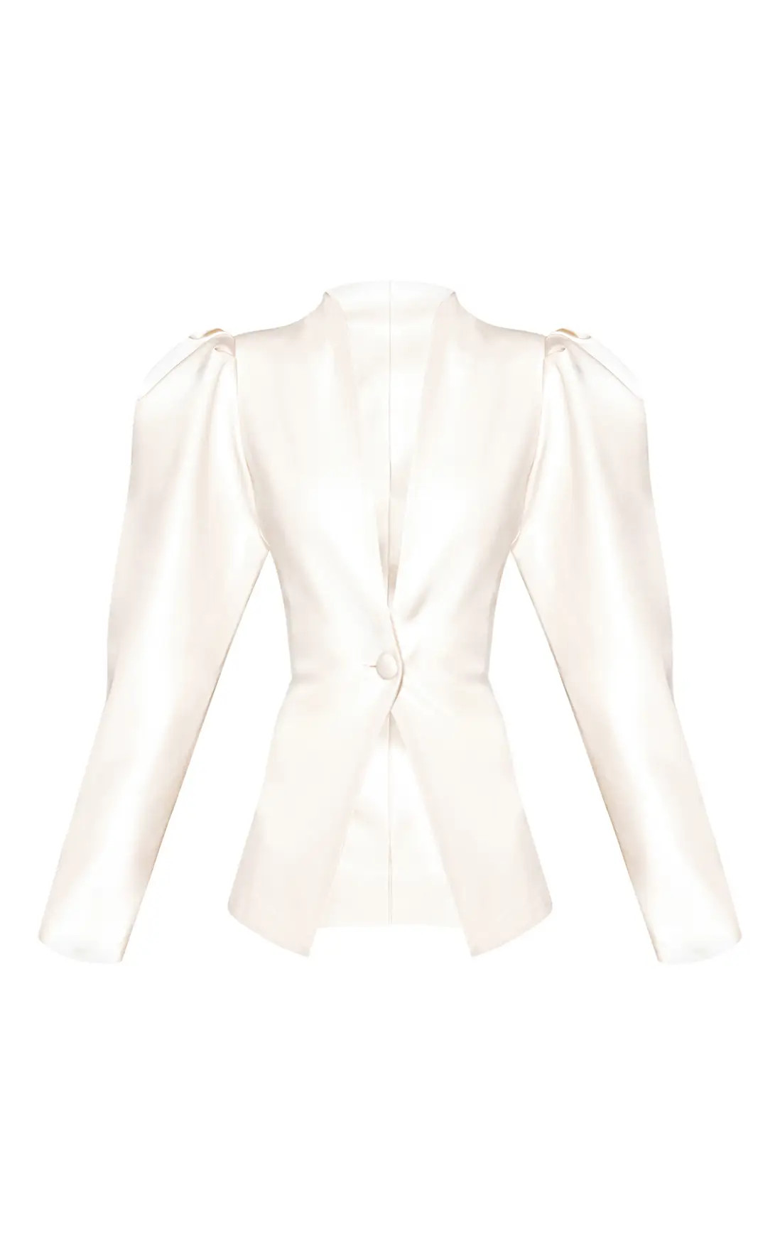 Cream Gathered Sleeve Cinched Blazer | PrettyLittleThing US