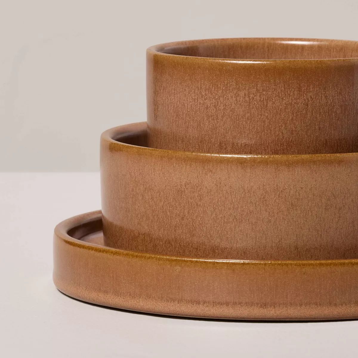 3pc Decorative Ceramic Crock/Bowl/Tray Set Pumpkin Brown - Hearth & Hand™ with Magnolia | Target