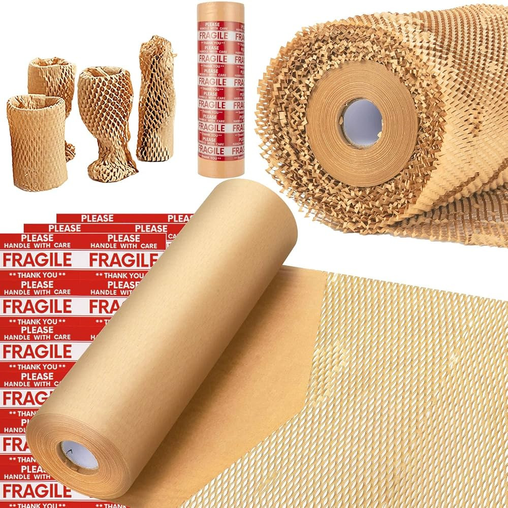 Honeycomb Packing Paper, MINHAO 15"x500' Eco Friendly Packing Paper for Moving Recyclable Honeyco... | Amazon (US)