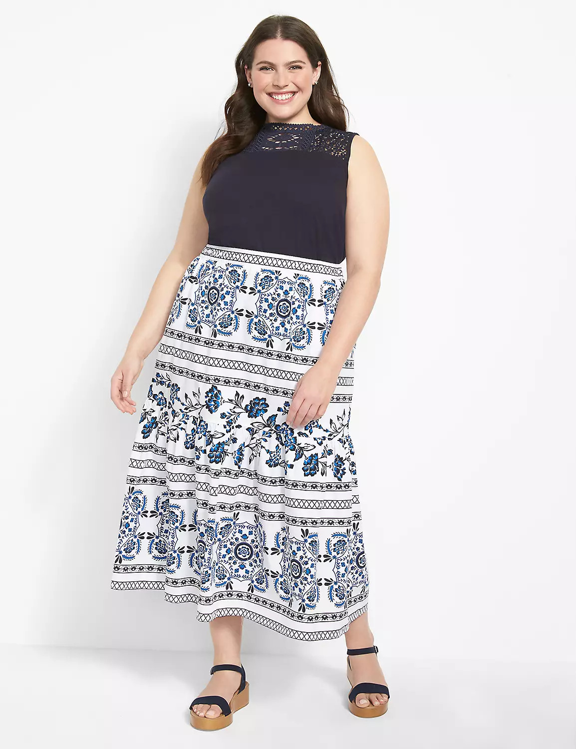 Pull-On Tiered-Hem Maxi Skirt | LaneBryant | Lane Bryant (US)