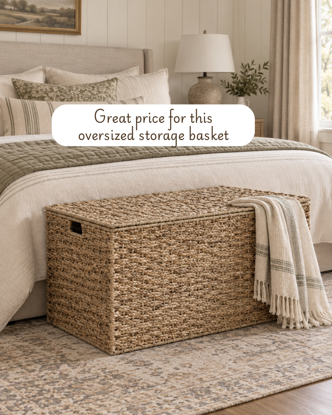 The prettiest way to hide the clutter 🤎
This woven storage trunk adds texture and warmth while giving you a spot to stash extra blankets, pillows, linens + all the things you don’t want sitting out. I love how it doubles as beautiful decor in a cozy cottage bedroom! 

 #LTKHome #LTKSaleAlert