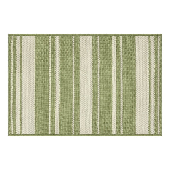 Mainstays 24" x 36" Sage Variegated Stripe Outdoor Scatter Rug | Walmart (US)