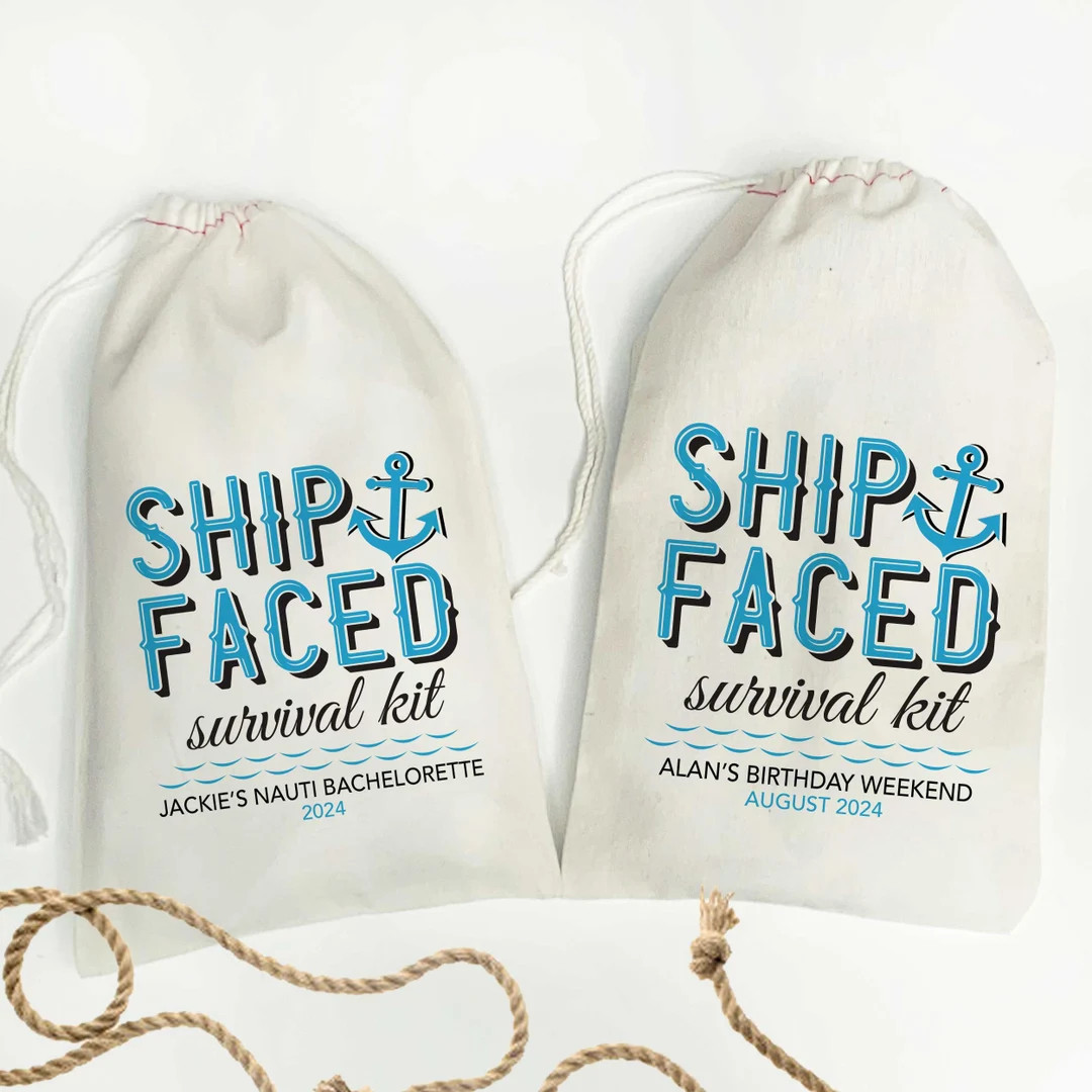 Ship Faced Hangover Kit Bags - Nautical Party Favors - Cruise Vacation, Boat Bachelorette or Bach... | Etsy (US)