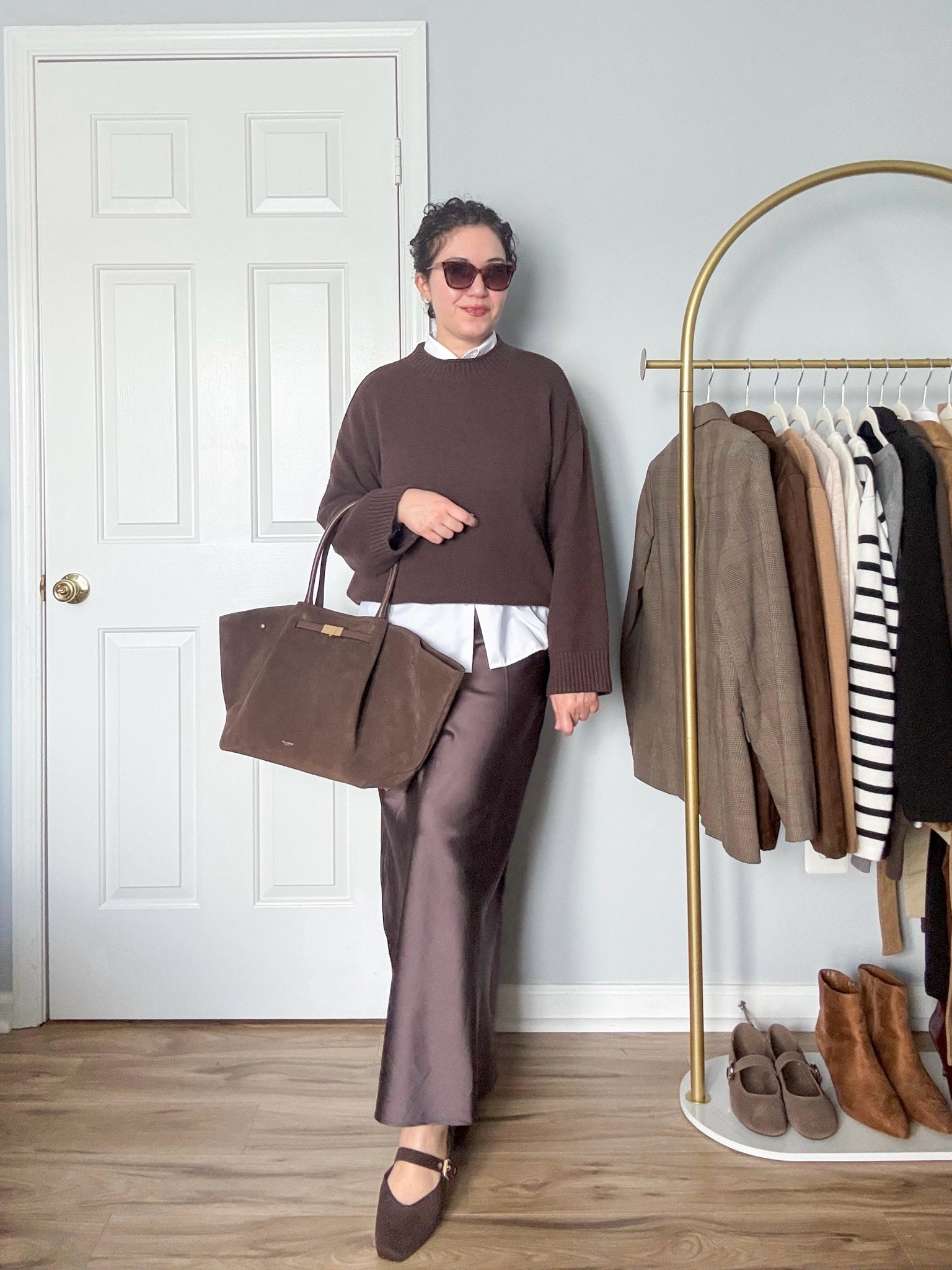 Fall outfit, satin skirt, brown skirt, brown sweater

#LTKootd #LTKOver40 #LTKSeasonal