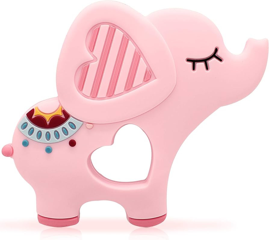 Soft Pink Elephant Teether Toy for Babies 3-6/6-12 Months Silicone Teething Toy Gift for Girls Gu... | Amazon (US)