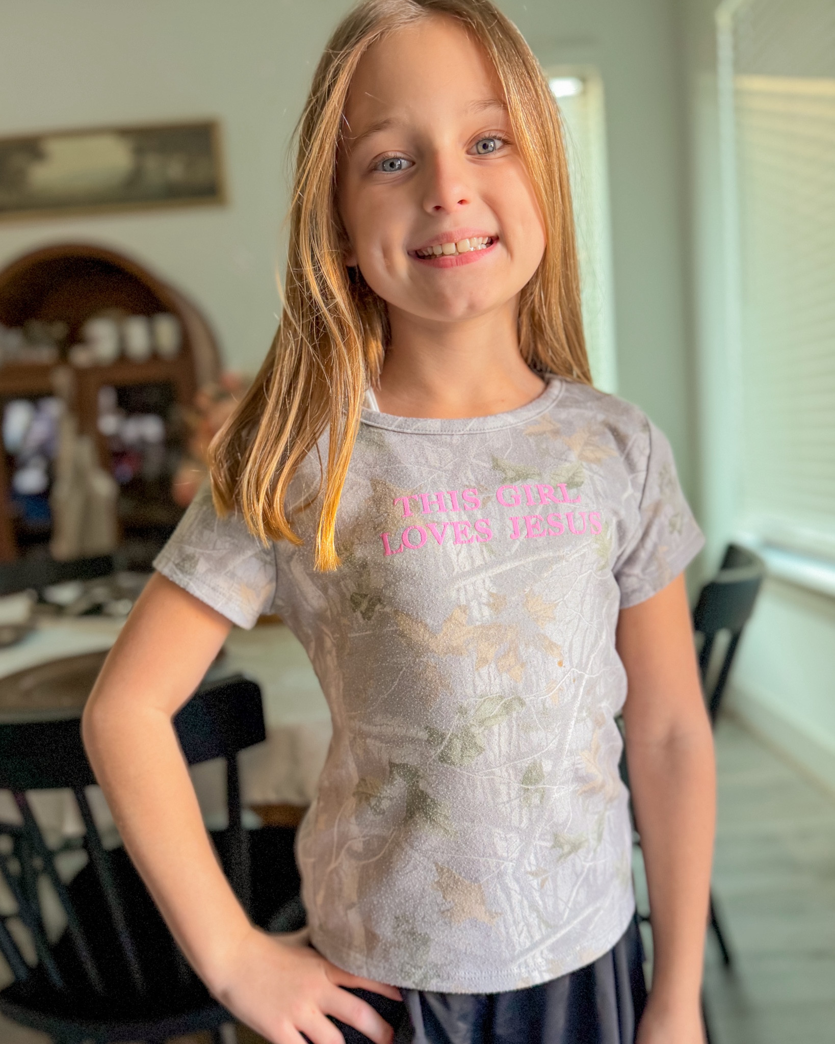 “This Girl Loves Jesus” camo tee is right up our alley. Ava is currently camo obsessed too, so this was a great find.
*Shirt comes  in multiple colors, great for all the quints 😉