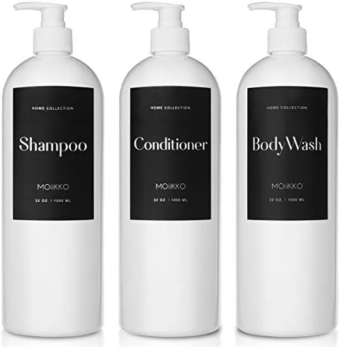 Artanis Home Silkscreened Empty Shower Bottle Set for Shampoo