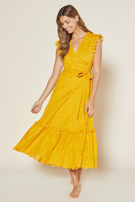 KAHLO WRAP DRESS GOLDEN ROD | Outerknown | Otrium | Otrium US