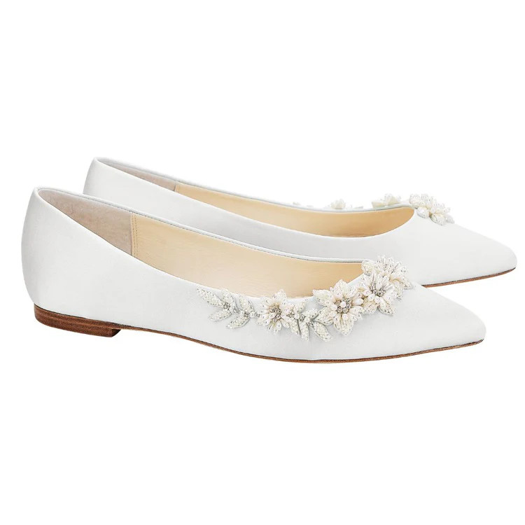 3D Floral Pearl Ivory Wedding Flats | Bella Belle Shoes