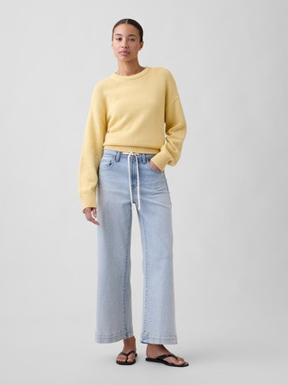 High Rise Drawstring Wide-Leg Crop Jeans | Gap Factory